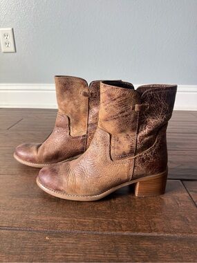 Diba True Walnut Grove Pull On Round Toe Booties Womens Brown Casual Boots 90039